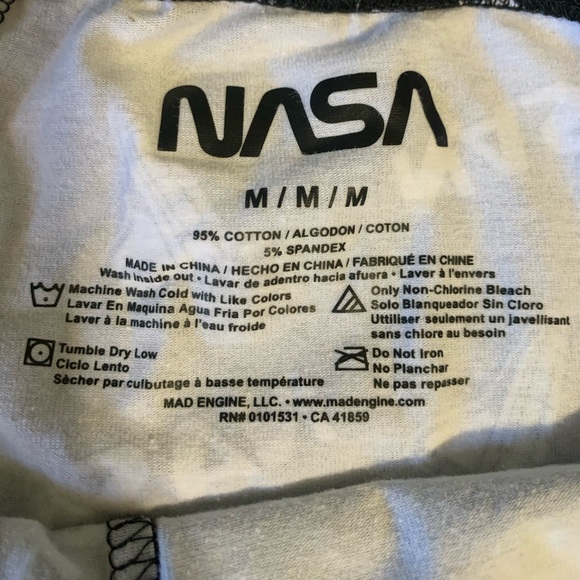 NASA & Space Shuttle Black & White Biker Shorts Size Medium - Picture 2 of 3
